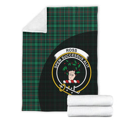 Ross Hunting Modern Tartan Crest Blanket Wave Style