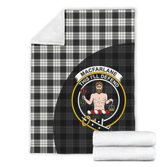 MacFarlane Black & White Ancient Tartan Crest Blanket Wave Style