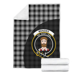 Menzies Black & White Modern Tartan Crest Blanket Wave Style