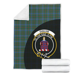 Ogilvie Hunting Ancient Tartan Crest Blanket Wave Style