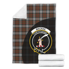 MacRae Hunting Weathered Tartan Crest Blanket Wave Style