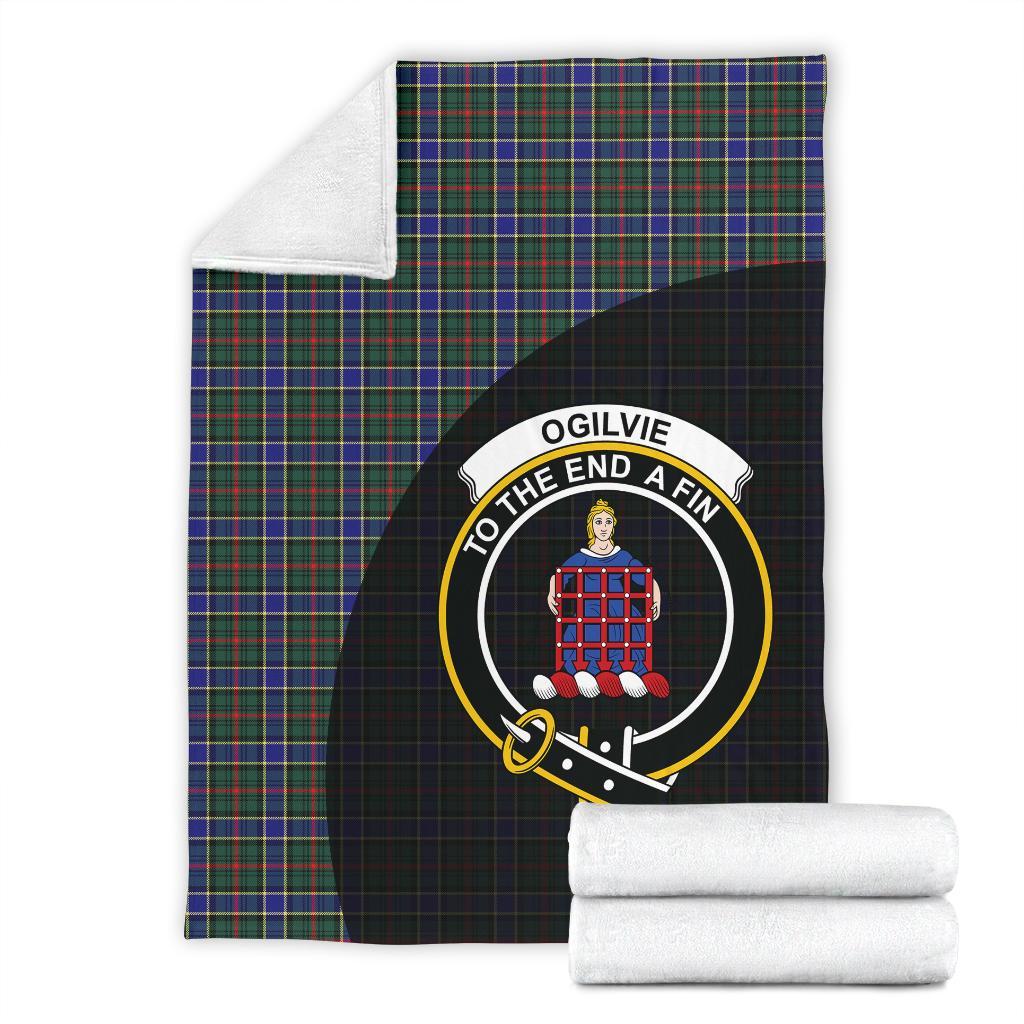 Ogilvie Hunting Modern Tartan Crest Blanket Wave Style