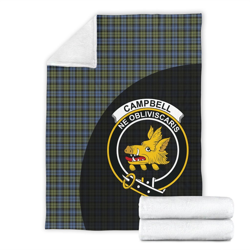 Campbell Faded Tartan Crest Blanket Wave Style