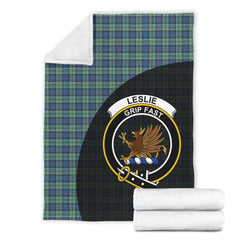 Leslie Hunting Ancient Tartan Crest Blanket Wave Style