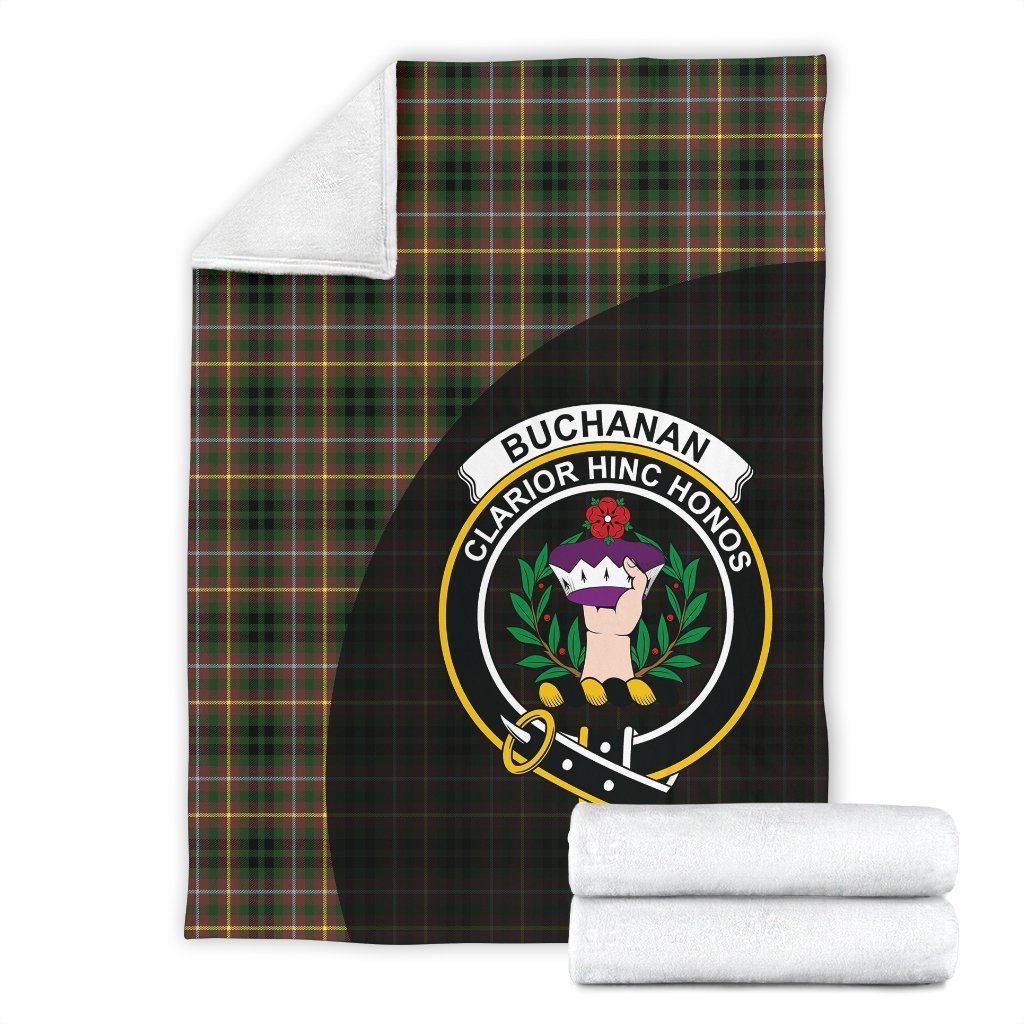 Buchanan Hunting Tartan Crest Blanket Wave Style