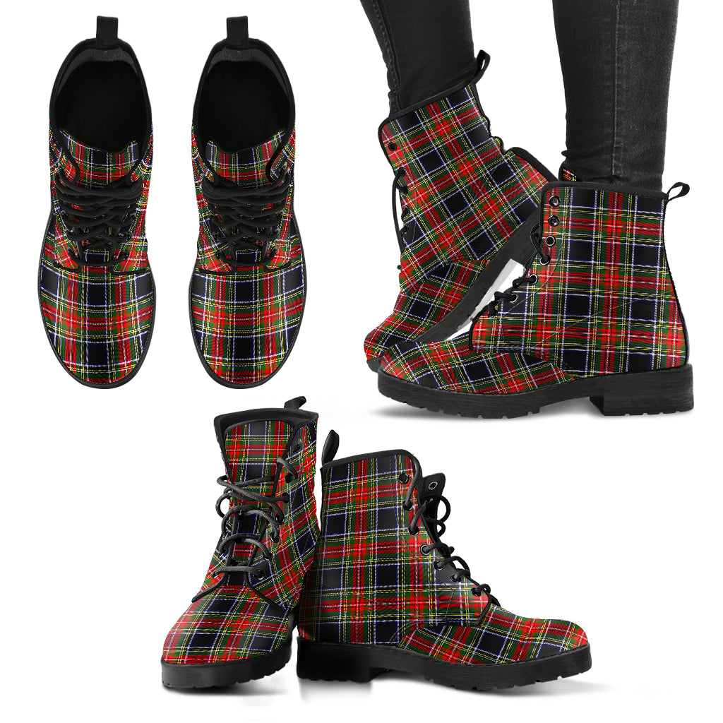 Stewart Black Tartan Leather Boots - SP
