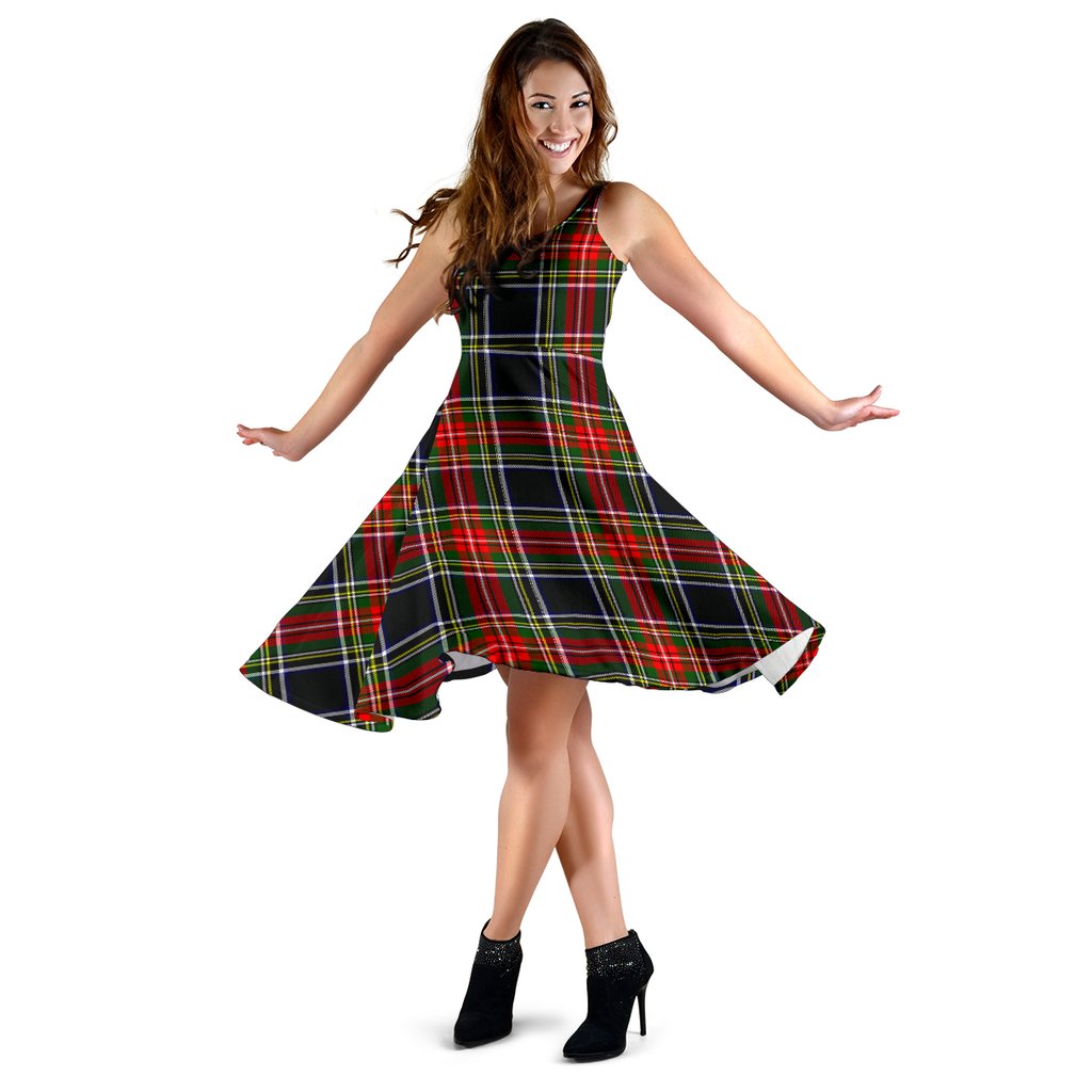 Stewart Black Tartan Midi Dress