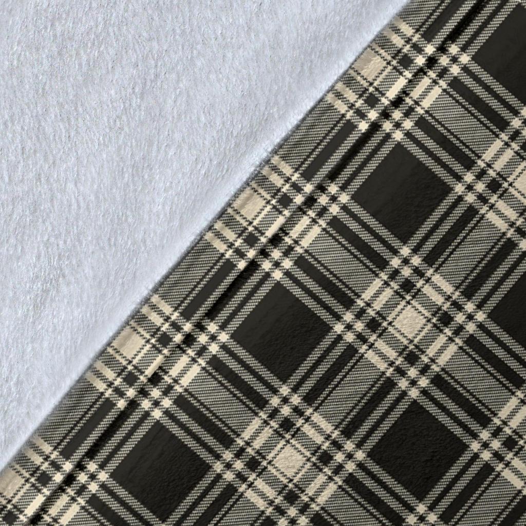 Menzies Black & White Ancient Tartan Crest Blanket Wave Style