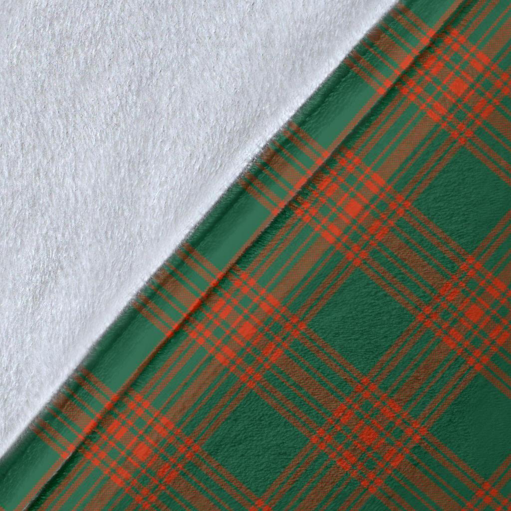 Menzies Green Ancient Tartan Crest Blanket Wave Style