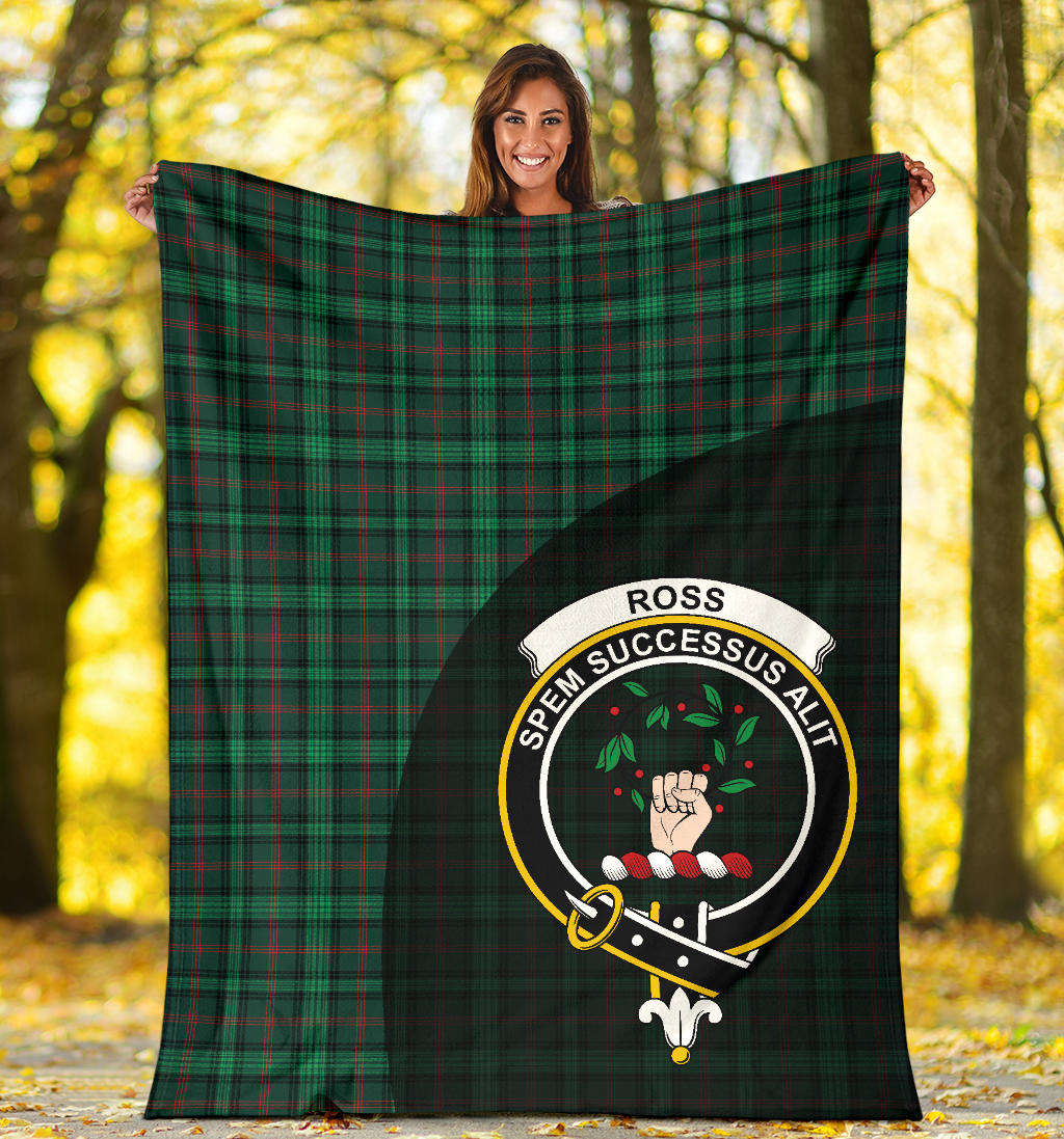 Ross Hunting Modern Tartan Crest Blanket Wave Style - SP
