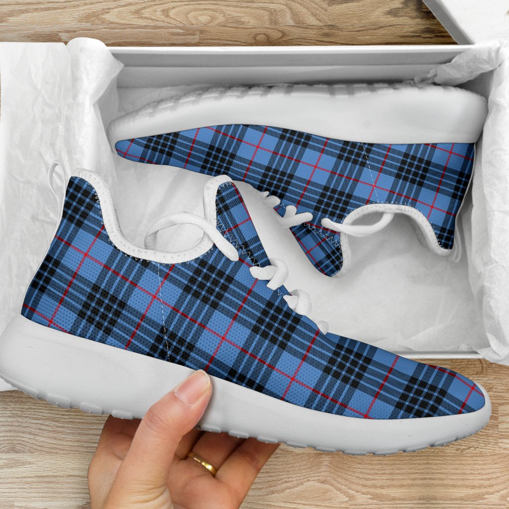 MacKay Blue Tartan Mesh Knit Sneakers