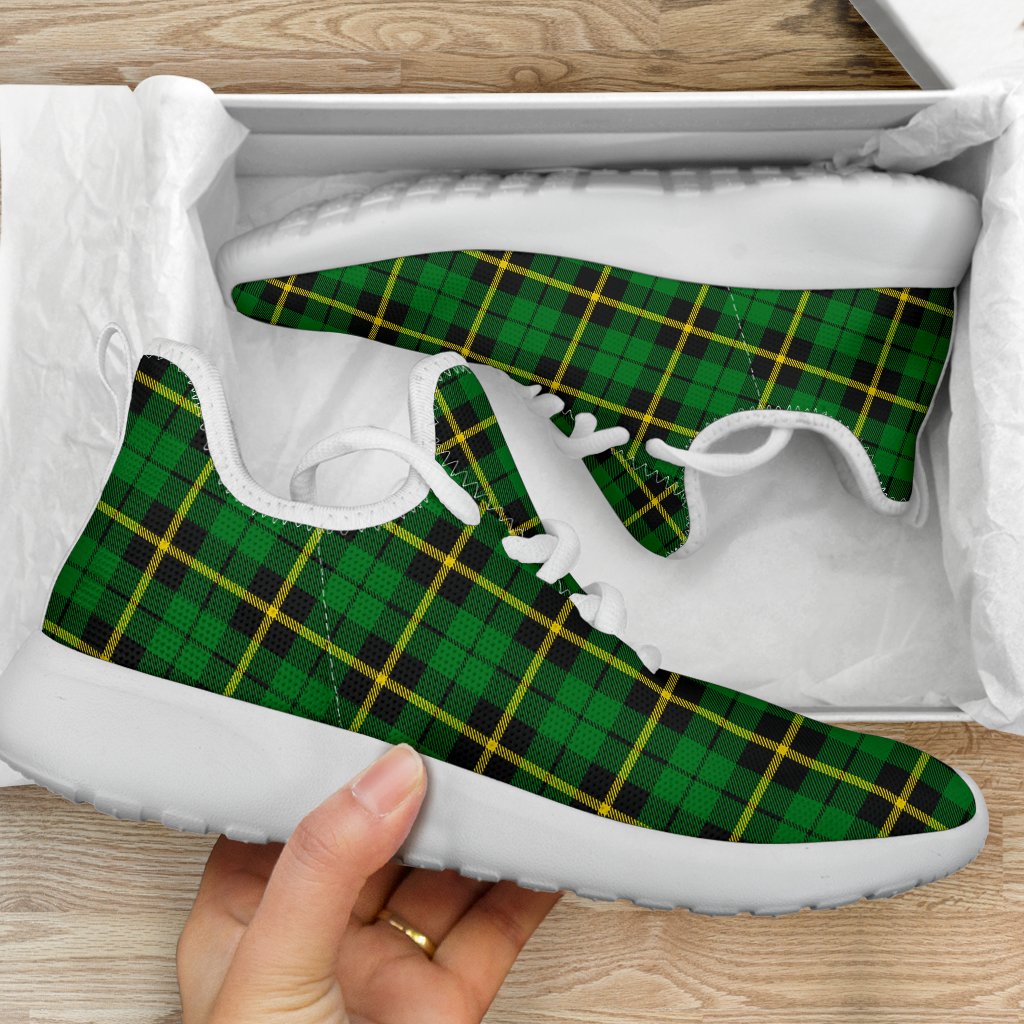 Wallace Hunting - Green Tartan Mesh Knit Sneakers