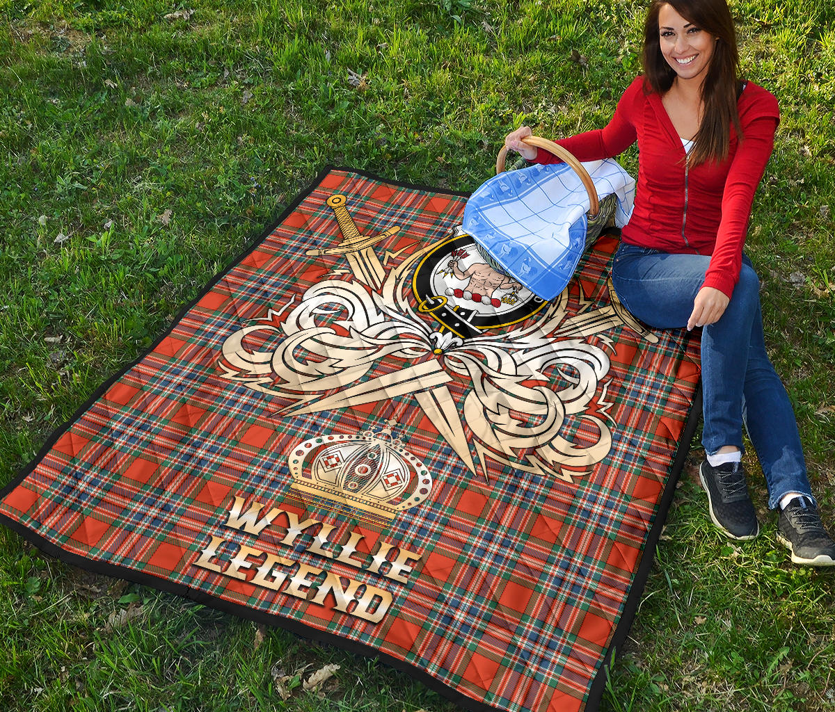 Wyllie Tartan Crest Legend Gold Royal Premium Quilt SP