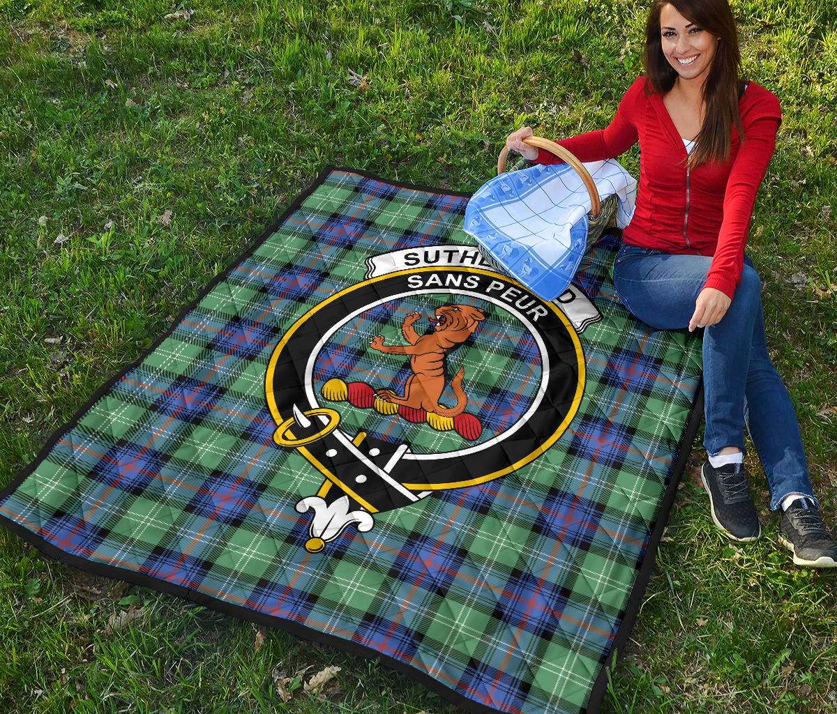 Sutherland Ancient Tartan Crest Quilt - SP