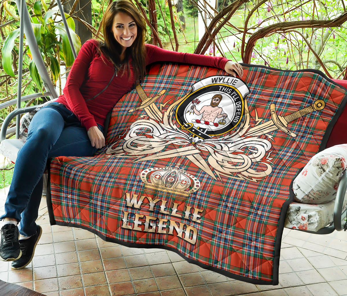 Wyllie Tartan Crest Legend Gold Royal Premium Quilt SP