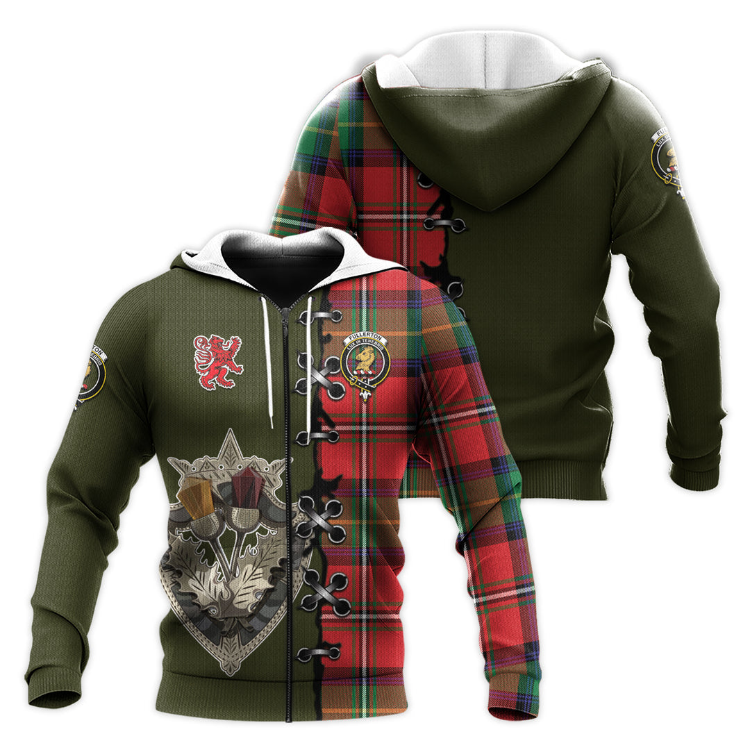 Fullerton Tartan Hoodie - Lion Rampant And Celtic Thistle Style