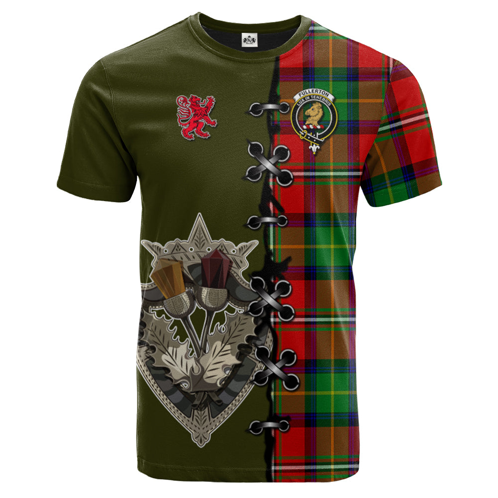 Fullerton Tartan T-shirt - Lion Rampant And Celtic Thistle Style