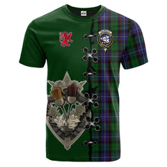 Galbraith Tartan T-shirt - Lion Rampant And Celtic Thistle Style