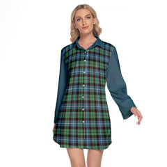 Galbraith Ancient Tartan Women's Lapel Shirt Dress With Long Sleeve