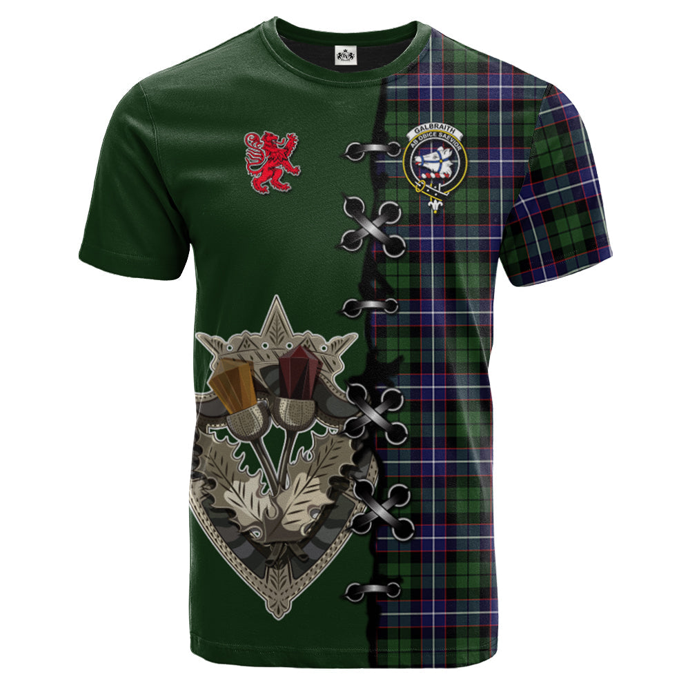 Galbraith Modern Tartan T-shirt - Lion Rampant And Celtic Thistle Style