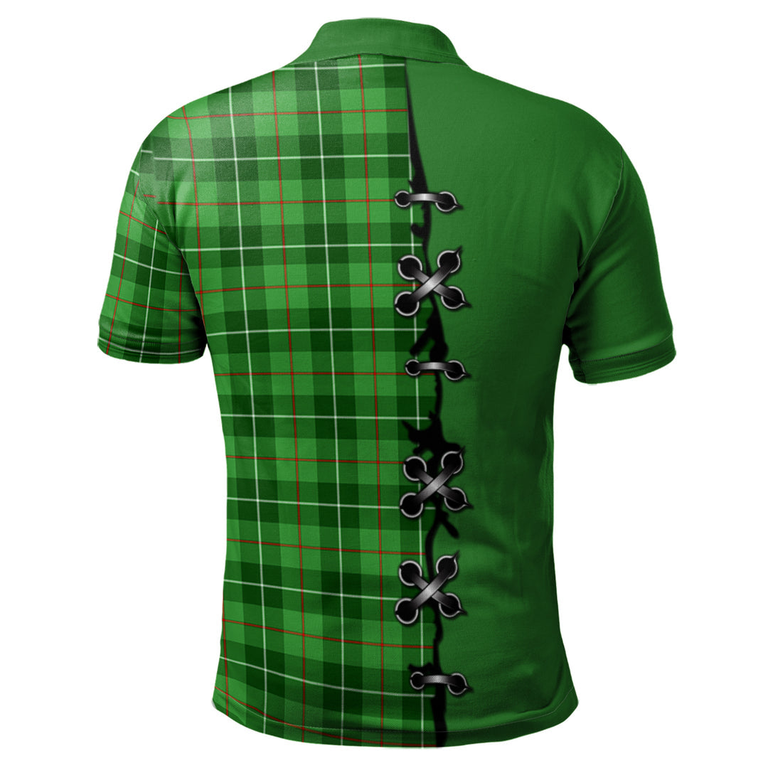 Galloway Tartan Polo Shirt - Lion Rampant And Celtic Thistle Style
