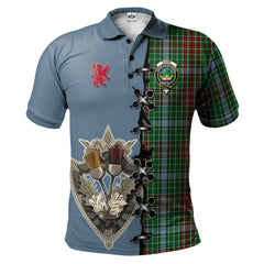 Gayre Tartan Polo Shirt - Lion Rampant And Celtic Thistle Style