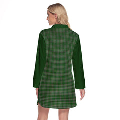 Gayre Dress Tartan Women's Lapel Shirt Dress With Long Sleeve