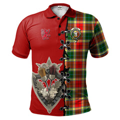 Gibsone (Gibson - Gibbs) Tartan Polo Shirt - Lion Rampant And Celtic Thistle Style