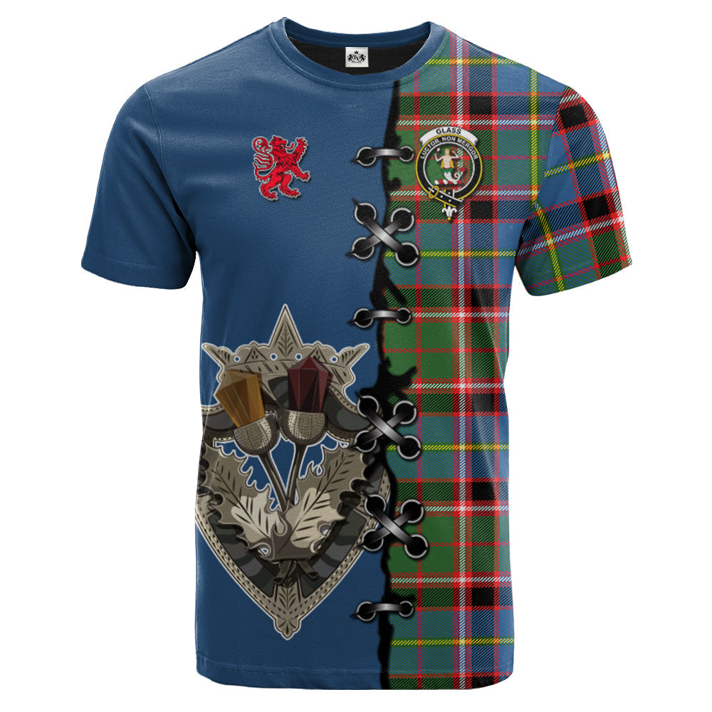 Glass Tartan T-shirt - Lion Rampant And Celtic Thistle Style