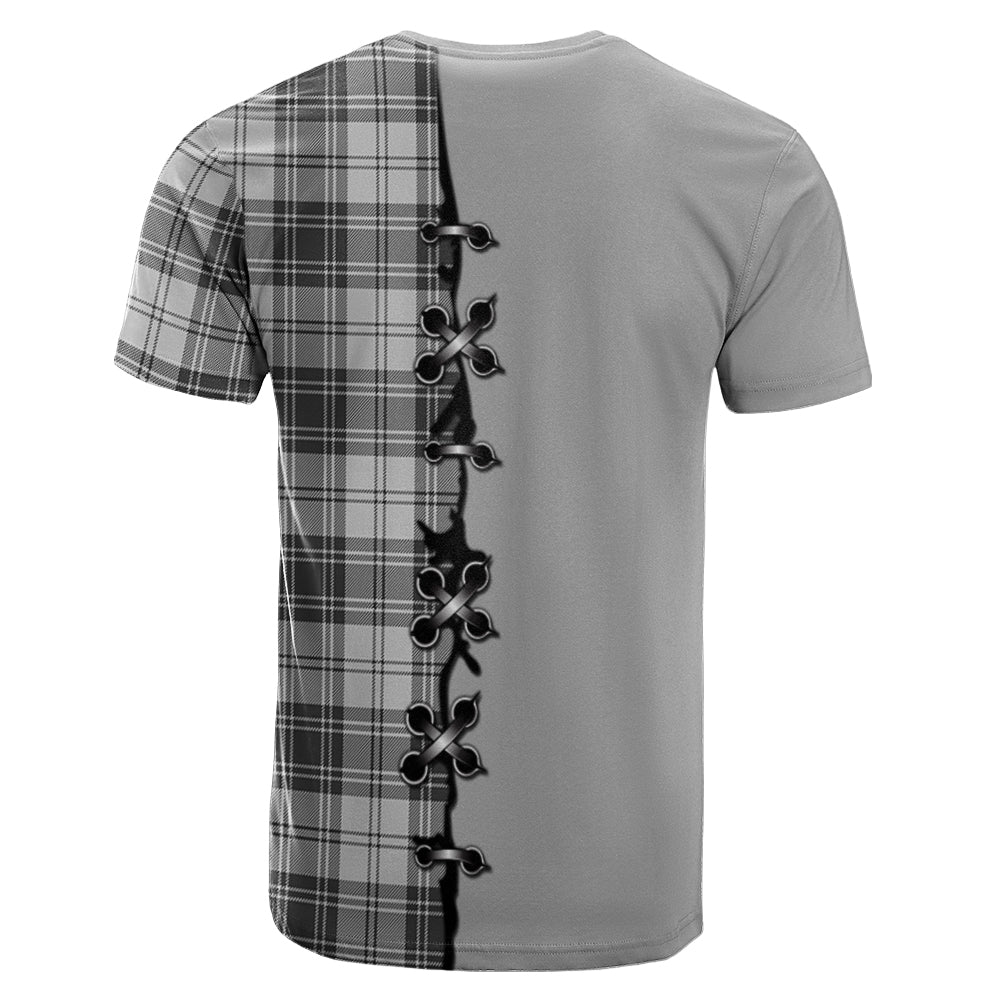 Glendinning Tartan T-shirt - Lion Rampant And Celtic Thistle Style