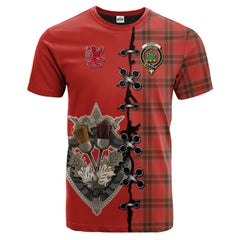 Grant Weathered Tartan T-shirt - Lion Rampant And Celtic Thistle Style