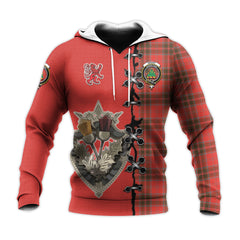 Grant Weathered Tartan Hoodie - Lion Rampant And Celtic Thistle Style
