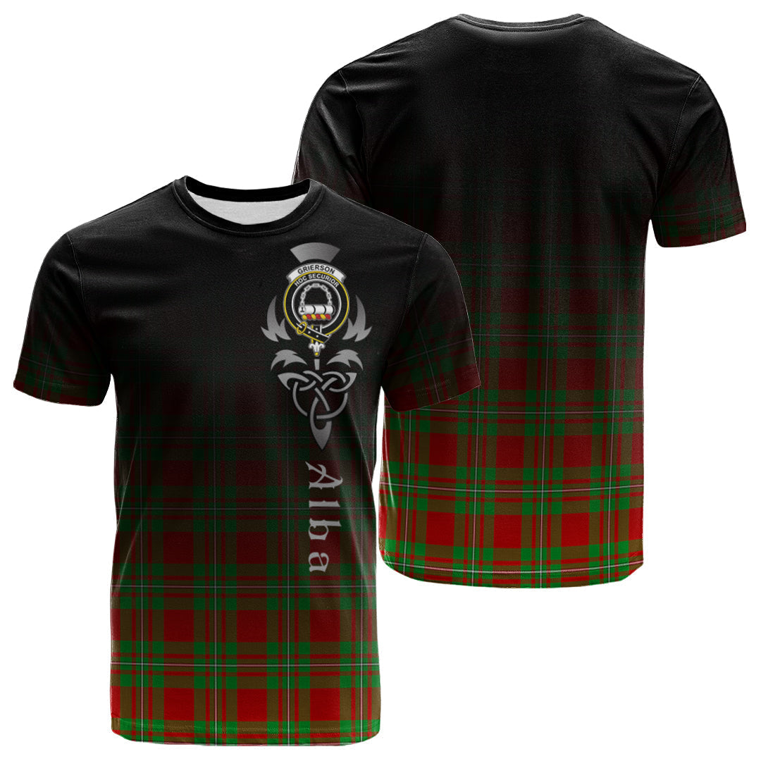Grierson Ancient Tartan Crest T-shirt - Alba Celtic Style