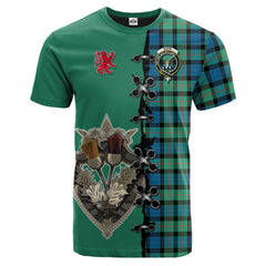 Gunn Ancient Tartan T-shirt - Lion Rampant And Celtic Thistle Style