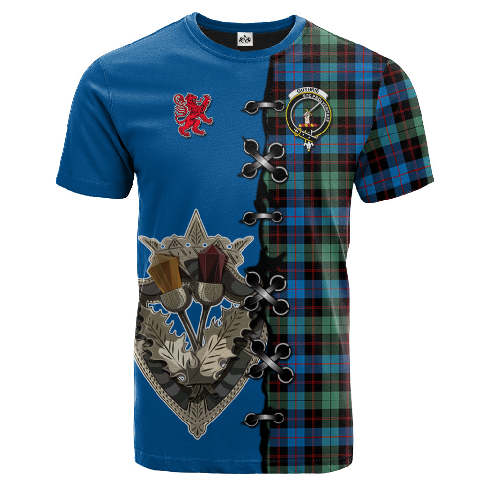 Guthrie Ancient Tartan T-shirt - Lion Rampant And Celtic Thistle Style