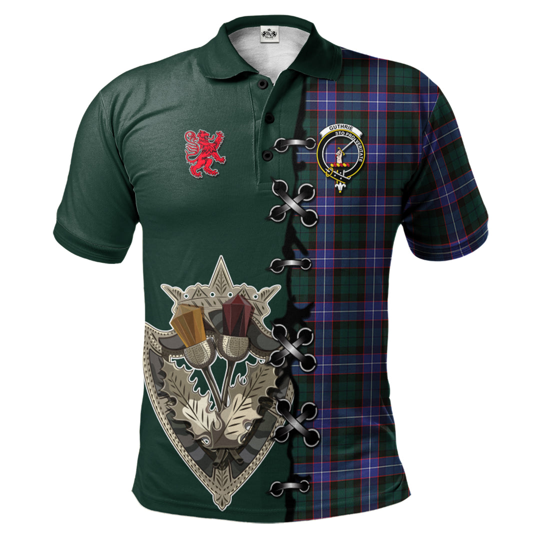 Guthrie Modern Tartan Polo Shirt - Lion Rampant And Celtic Thistle Style