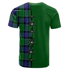Haldane Tartan T-shirt - Lion Rampant And Celtic Thistle Style