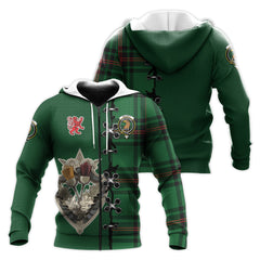 Halkett Tartan Hoodie - Lion Rampant And Celtic Thistle Style