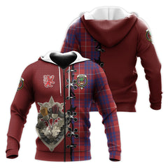 Hamilton Tartan Hoodie - Lion Rampant And Celtic Thistle Style