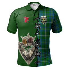 Hay Hunting Tartan Polo Shirt - Lion Rampant And Celtic Thistle Style