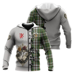 Hay White Dress Tartan Hoodie - Lion Rampant And Celtic Thistle Style