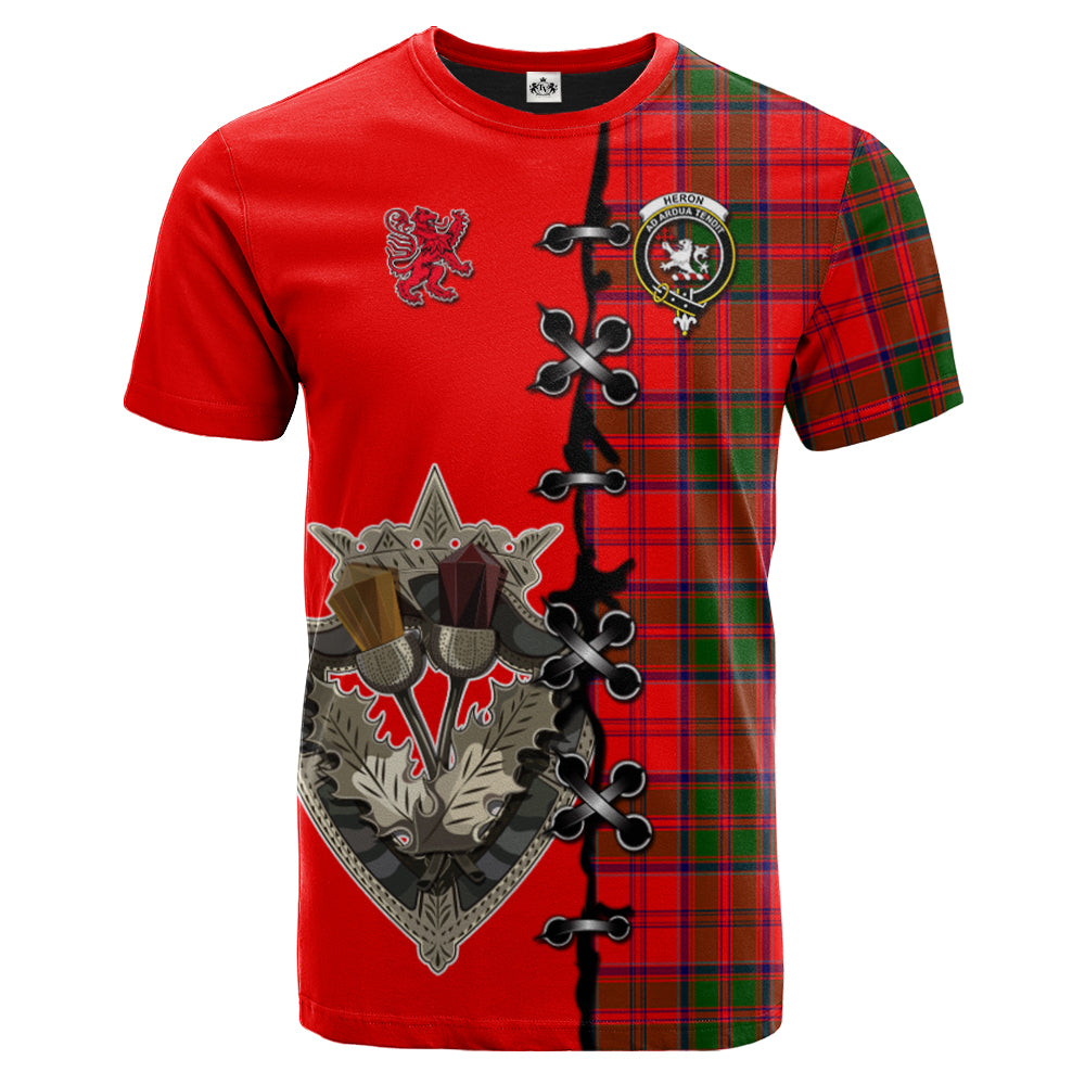 Heron Tartan T-shirt - Lion Rampant And Celtic Thistle Style
