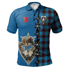 Home Ancient Tartan Polo Shirt - Lion Rampant And Celtic Thistle Style
