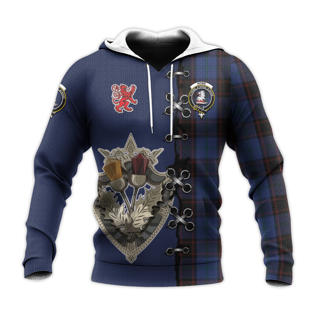 Home (Hume) Tartan Hoodie - Lion Rampant And Celtic Thistle Style