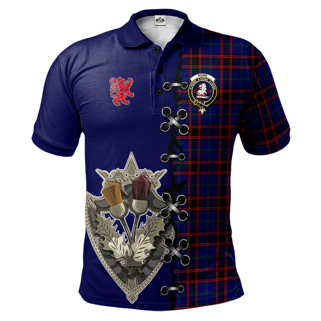 Home Modern Tartan Polo Shirt - Lion Rampant And Celtic Thistle Style