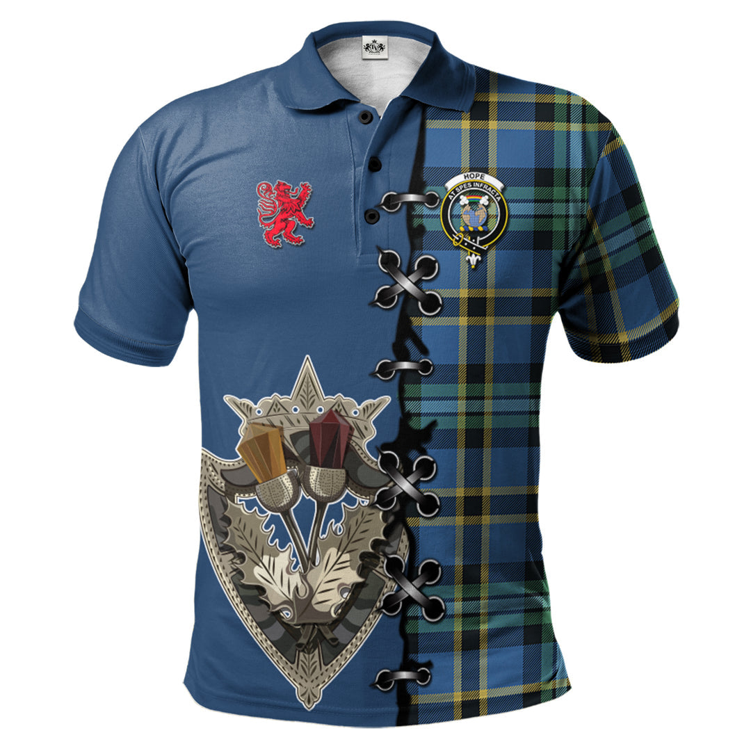 Hope Ancient Tartan Polo Shirt - Lion Rampant And Celtic Thistle Style