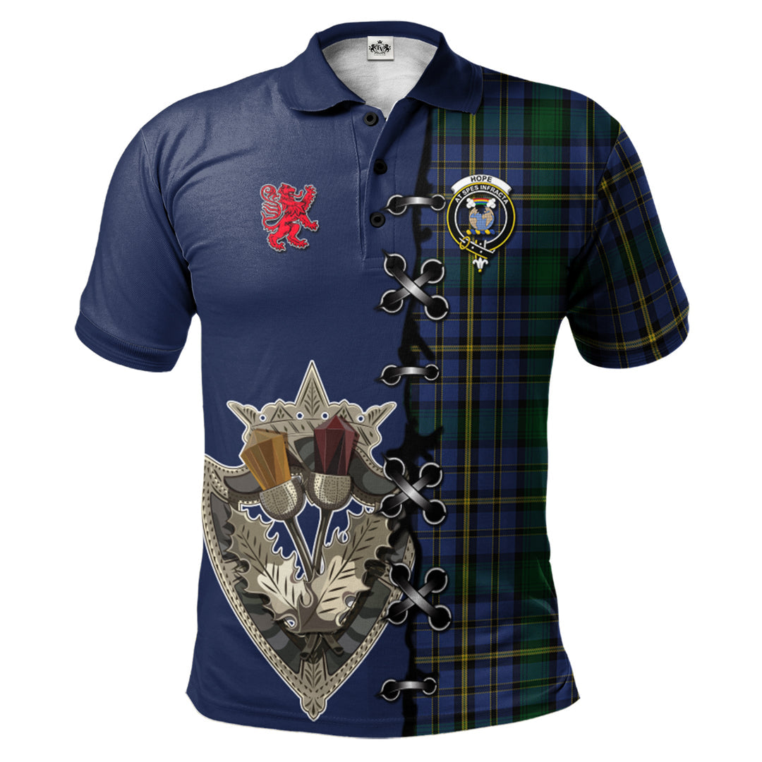 Hope Tartan Polo Shirt - Lion Rampant And Celtic Thistle Style