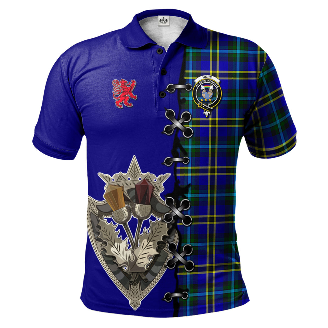 Hope Modern Tartan Polo Shirt - Lion Rampant And Celtic Thistle Style