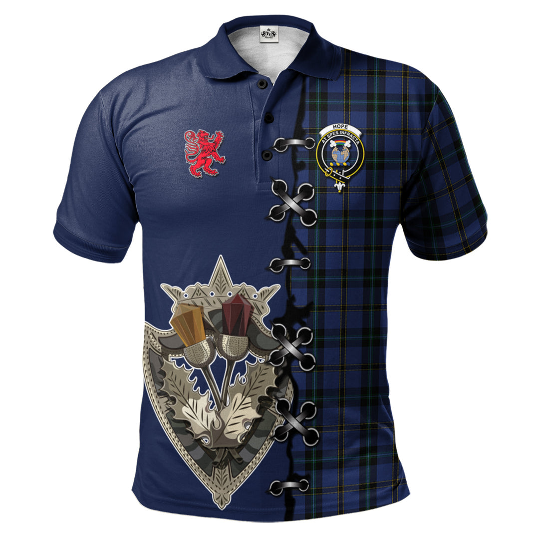 Hope (Vere - Weir) Tartan Polo Shirt - Lion Rampant And Celtic Thistle Style