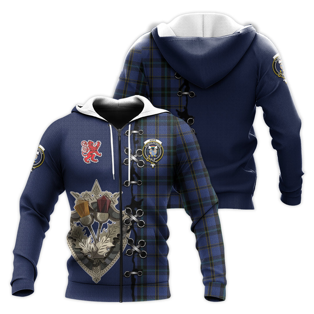 Hope (Vere - Weir) Tartan Hoodie - Lion Rampant And Celtic Thistle Style